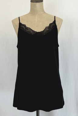NWT Soya Concept BOUTIQUE Black Tank Top w/ Lace Detail #0417 XXL